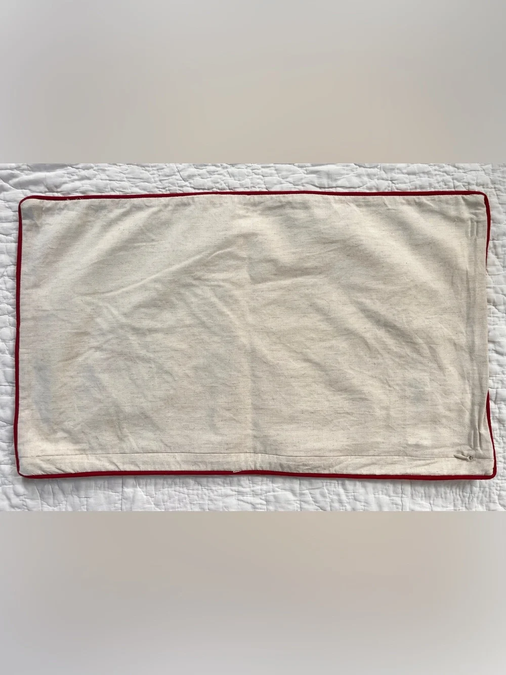 Pottery Barn Ho Ho Ho Christmas Pillow Cover Lumbar Linen Blend 16x26 Rope Beige